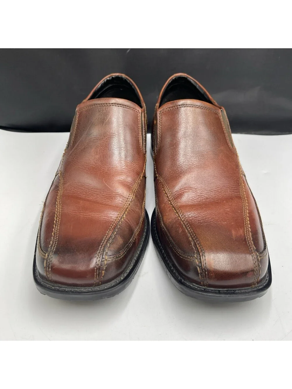 Nunn Bush Mens Brown Leather Slip On Loafers Comfort Gel Dress Shoes Size 10.5M